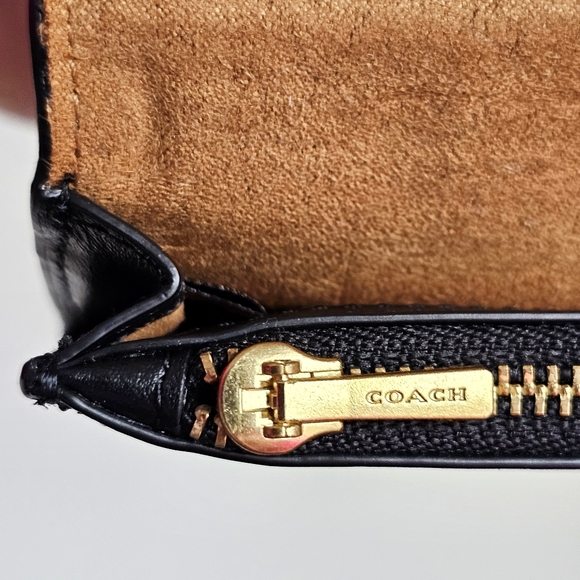 Authentic Coach Slim Card Case Wallet Refined Genuine Calf Leather C4818 Black - Picture 8 of 15